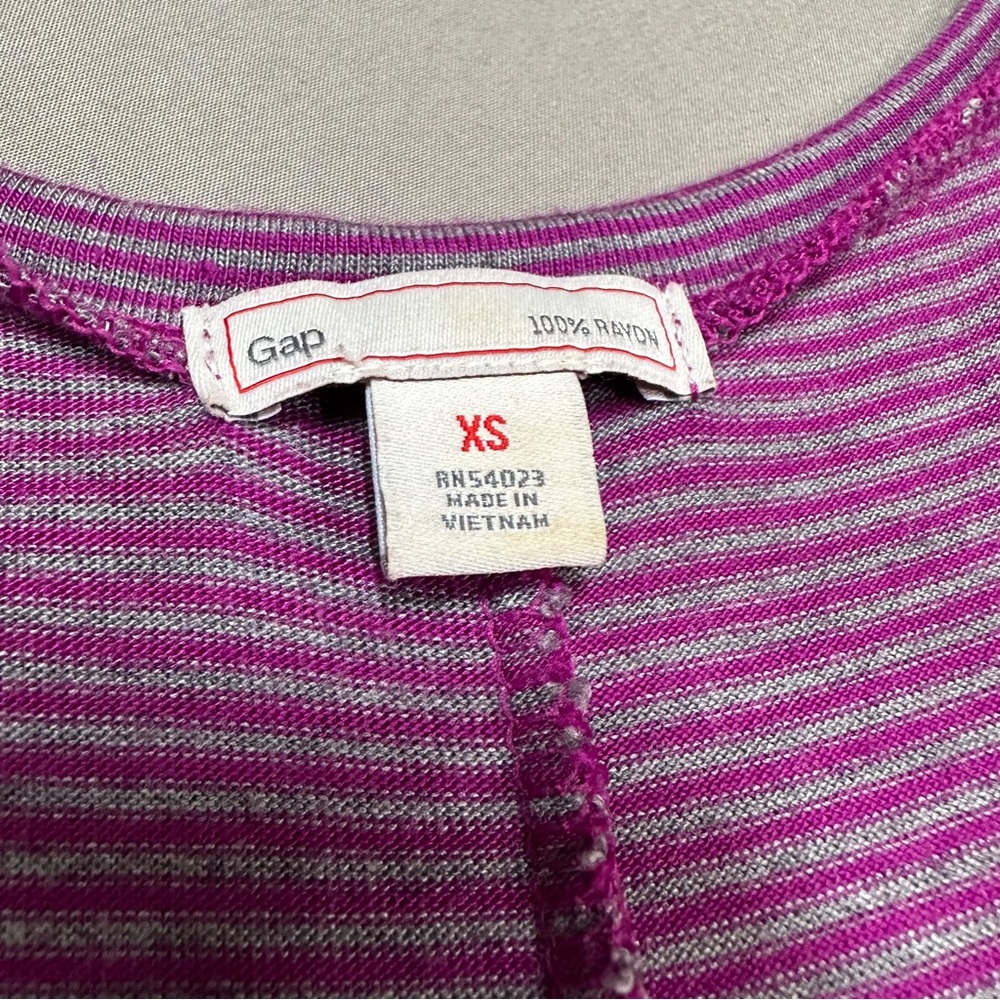 GAP soft gray purple stripe soft maxi dress, XS/S. - Picture 4 of 6